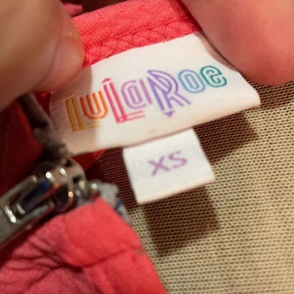 ✨LuLaRoe Colorblock Coral & Blue Amelia Dress with pockets - Picture 3 of 5